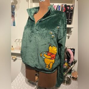 Disney Pooh Bear Forest Green Fleece Top